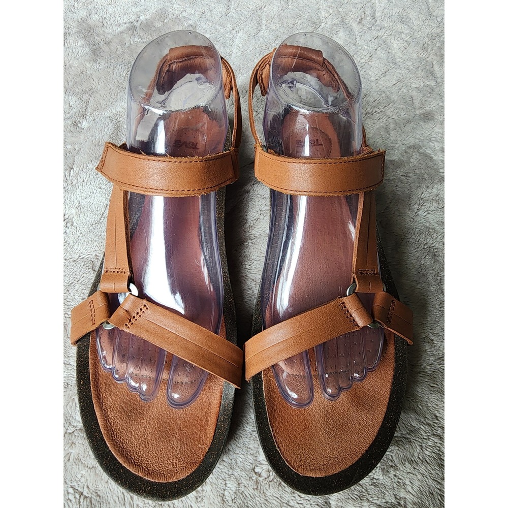 Teva Ysidro Universal Leather Wedge Sandals Tan Brown 1015121 Womens 10